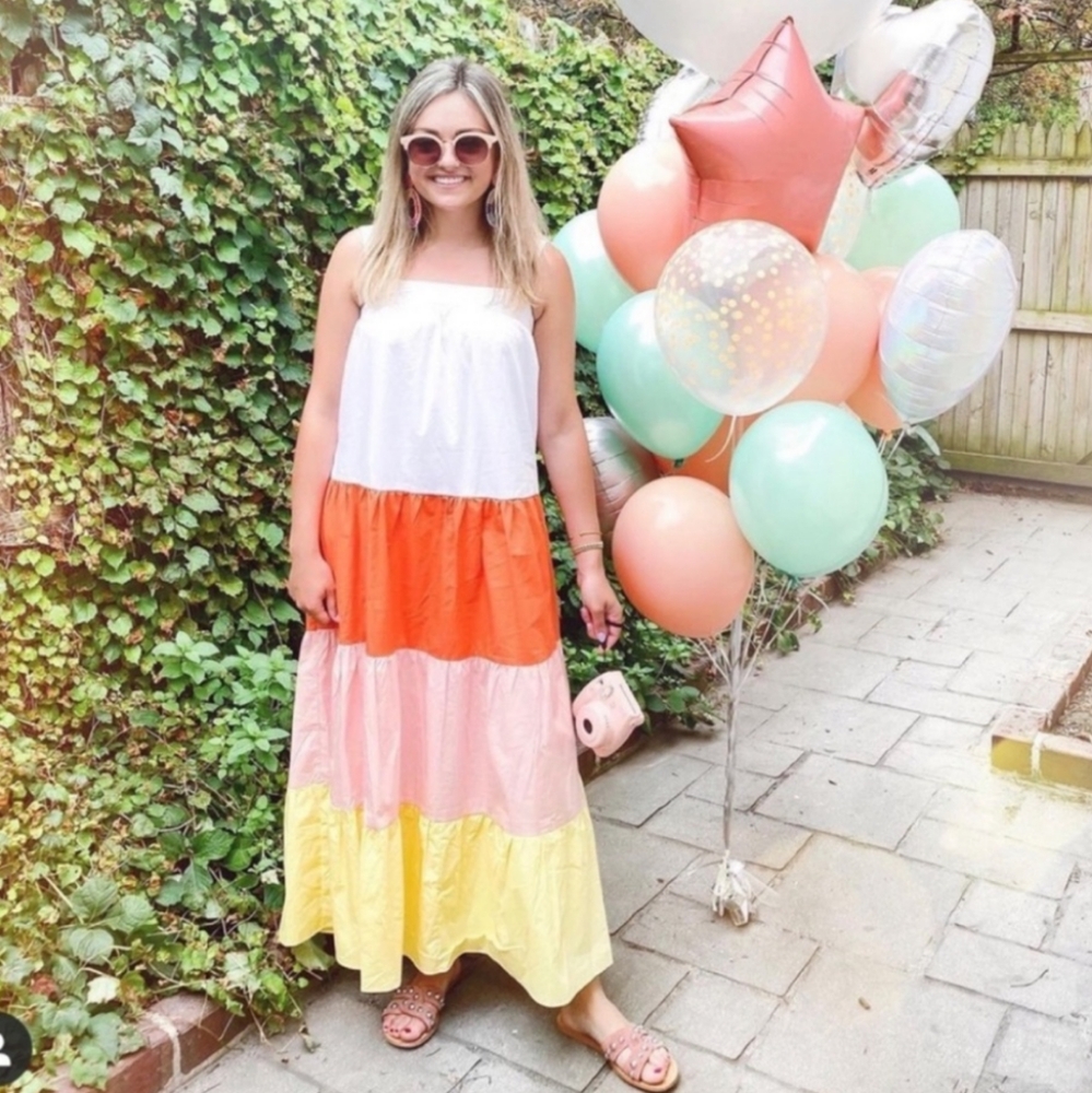 ENGLISH FACTORY Tiered Colorblock Maxi Dress - Picture 3 of 13